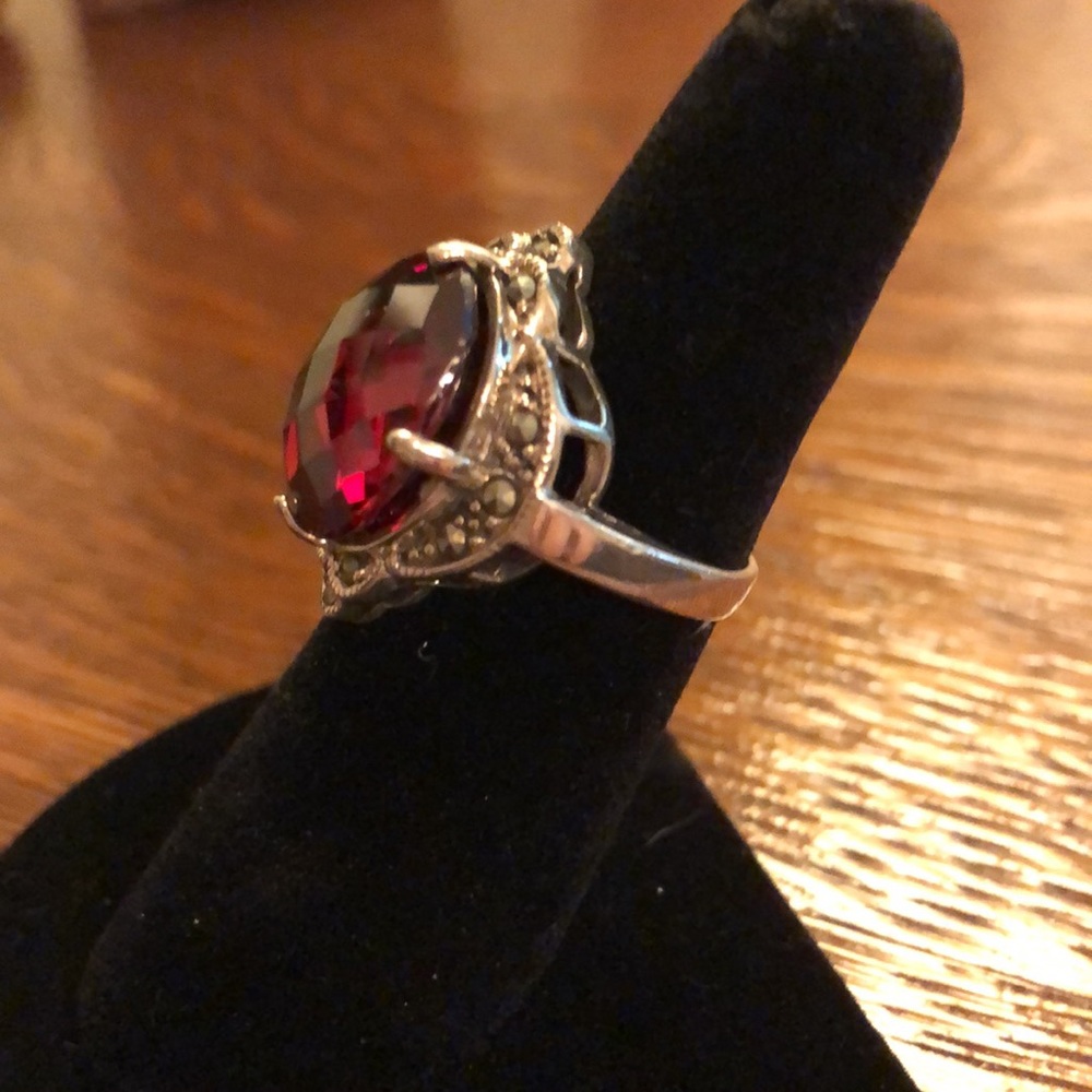 925 Silver And Garnet/Ruby Stone Ring. Unsure If … - image 3